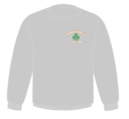 *Brady Family 2025 Gildan Crew Neck Irish Green or Ash Grey
